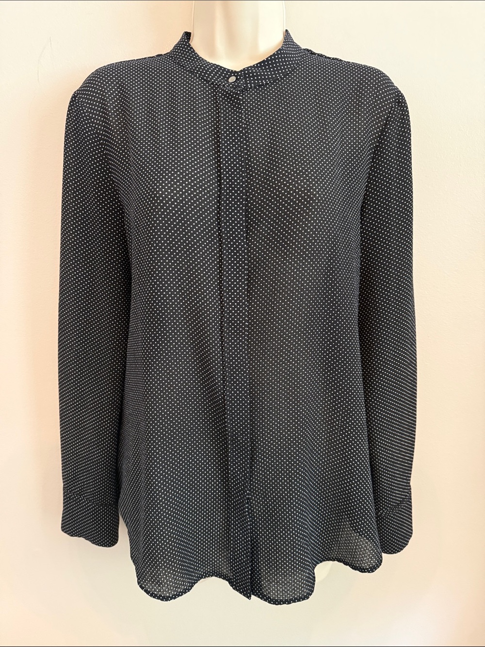 Mango Black and White Polka Dot Long Sleeve Blouse